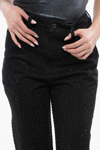 Dark-Wash Jeans Embellished with Strass 21cm