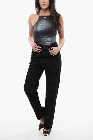 Dark-Wash Jeans Embellished with Strass 21cm