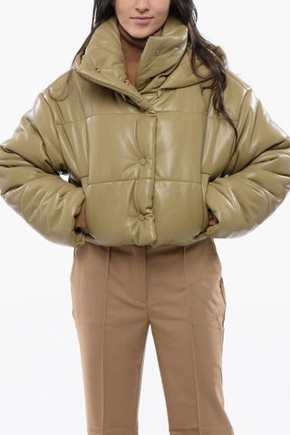 Faux Leater AVELINE Cropped Jacket with Hood