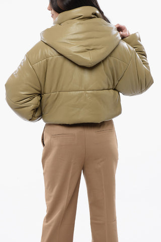 Faux Leater AVELINE Cropped Jacket with Hood