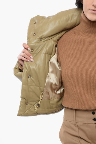 Faux Leater AVELINE Cropped Jacket with Hood