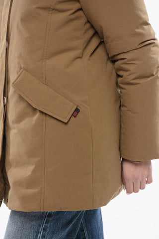 ECOPACK Solid Color Down Jacket with Hidden Closure