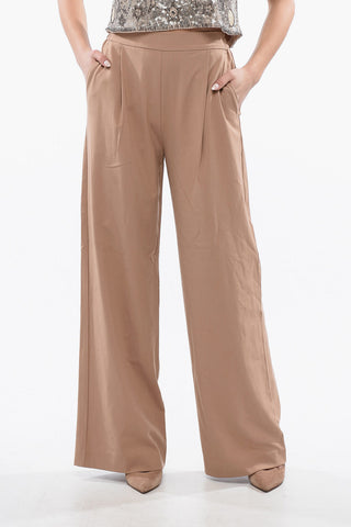 Palazzo Trousers ALEIDA with Single Pleat and Elastic Waist