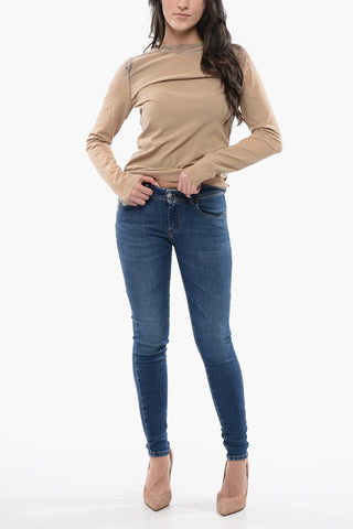 Acid Wash Effect Lightweight Crew-neck Sweater