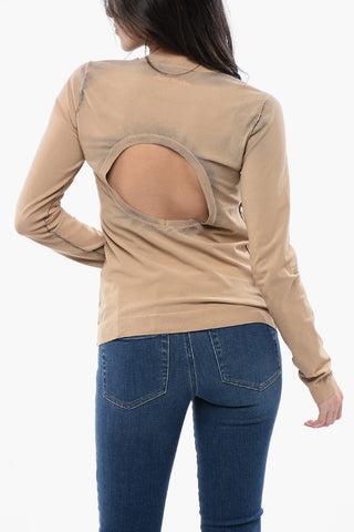 Acid Wash Effect Lightweight Crew-neck Sweater