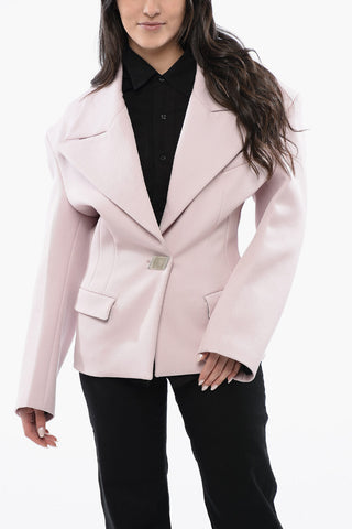 Wool Blend Slim Fit Blazer with Maxi Peak Lapel