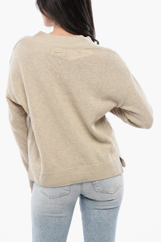 V-Neck Wool Blend Braided Sweater