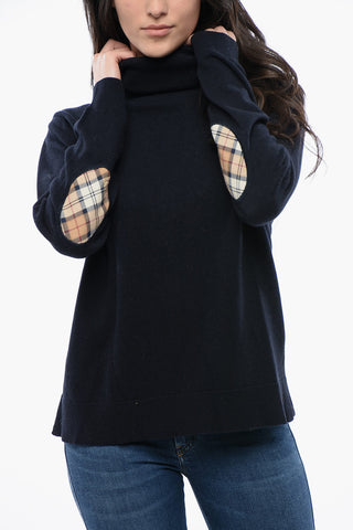 Wool Blend Turtle-Neck Sweater With Patches