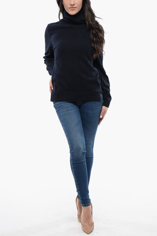 Wool Blend Turtle-Neck Sweater With Patches