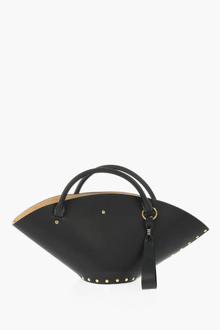 Borsa a Mano in Pelle Con Borchie Effetto Dorato