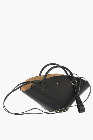 Borsa a Mano in Pelle Con Borchie Effetto Dorato