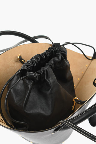 Borsa a Mano in Pelle Con Borchie Effetto Dorato