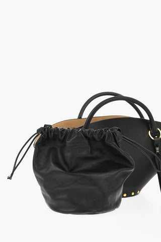 Borsa a Mano in Pelle Con Borchie Effetto Dorato