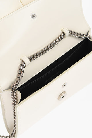 Leather THE SLASH Bag with Chain Shoulder Strap and Decorative Ring Handle