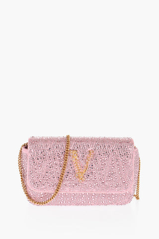 Borsa a Spalla in Strass con Monogram Effetto Dorato