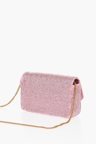 Borsa a Spalla in Strass con Monogram Effetto Dorato