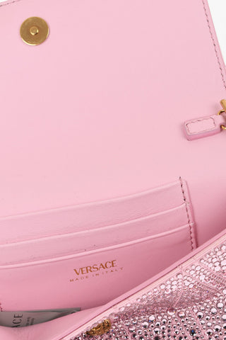 Borsa a Spalla in Strass con Monogram Effetto Dorato