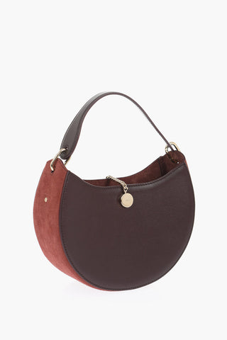 Solid Color Leather Hobo Bag with Suede Detail