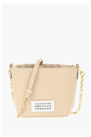 MM11 Textured Leather Mini Shoulder Bag with Golden-Effect Chain