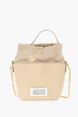MM11 Textured Leather Mini Shoulder Bag with Golden-Effect Chain