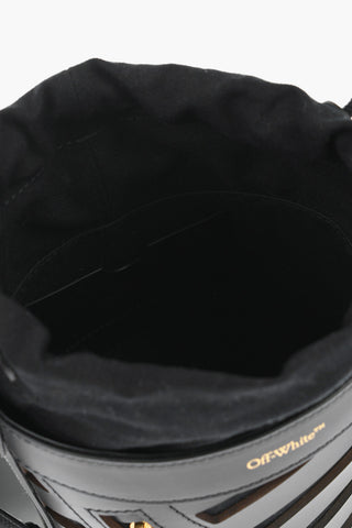 Leather CUT-OUT DIAG Bucket Bag with Drawstring