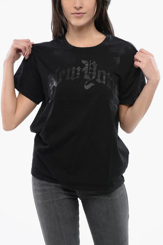 Crew-neck T-shirt With New York Print Ton sur Ton