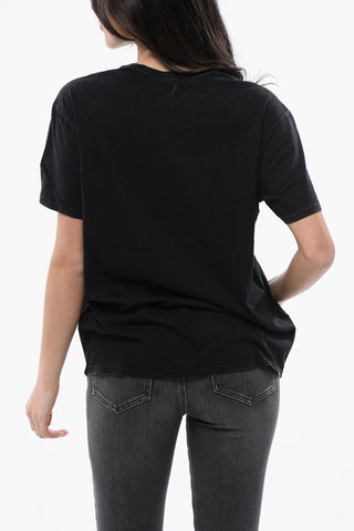 Crew-neck T-shirt With PUNK Contrast Print