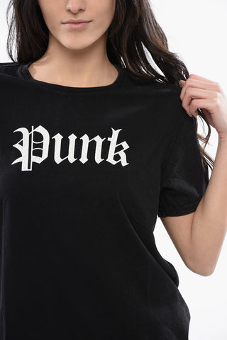 Crew-neck T-shirt With PUNK Contrast Print