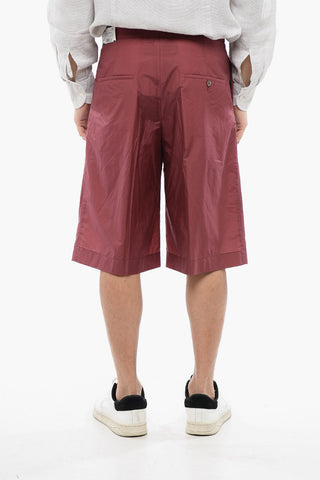 Cotton-Blend Bermuda Shorts with Hidden Button Closure