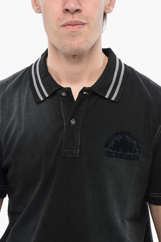 RED TAG Acid Wash Effect Polo T-SMID With 2 Buttons