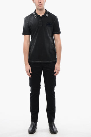 RED TAG Acid Wash Effect Polo T-SMID With 2 Buttons