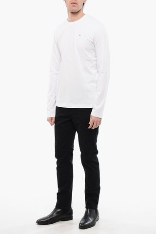 Long Sleeves Cotton T-DIEGOR-LS-MICRODIV Crew-neck T-shirt