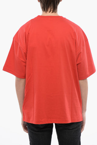 RED TAG Crew Neck T-Shirt T-NABEL-M1 in Solid Color with Cracked-Effect Print