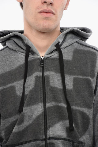 RED TAG Felpa Hoodie S-GINN-HOOD-ZIP-L1 Stampa Maxi Logo con Chiusura Zip