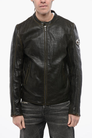 RED TAG Leather L-COBBE Jacket with Cut-Out Detail on Sleeve