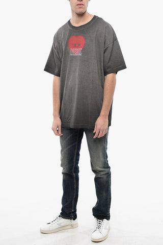 RED TAG UNISEX Vintage Effect Cotton T-BUXT-N4 Crew-Neck T-shirt