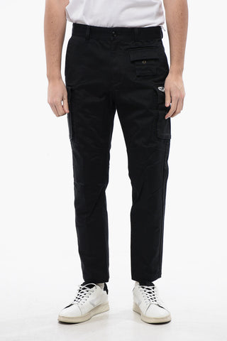 Pantaloni Cargo P-COR-CL in Tinta Unita con Logo Oval-D