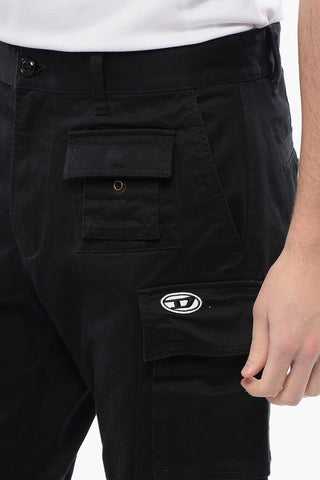 Pantaloni Cargo P-COR-CL in Tinta Unita con Logo Oval-D