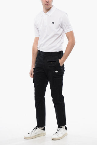 Pantaloni Cargo P-COR-CL in Tinta Unita con Logo Oval-D