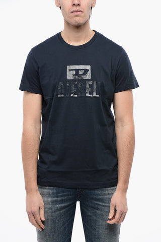T-shirt Girocollo T-DIEGO a Tinta Unita con Logo Tono su Tono