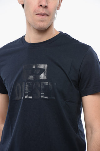 T-shirt Girocollo T-DIEGO a Tinta Unita con Logo Tono su Tono