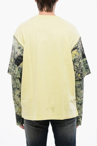 RED TAG Cotton Crew Neck T-Shirt T-WESHER-N5 with Animal-Print Sleeves