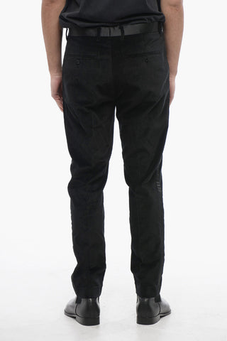 Pantaloni LYRA Skinny Fit in Velour con Rifiniture in Raso