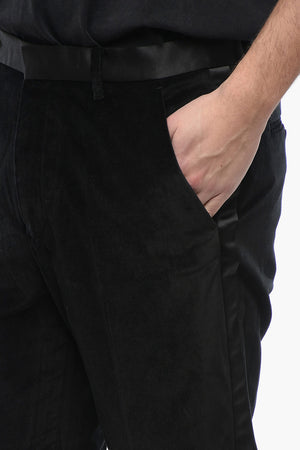 Pantaloni LYRA Skinny Fit in Velour con Rifiniture in Raso