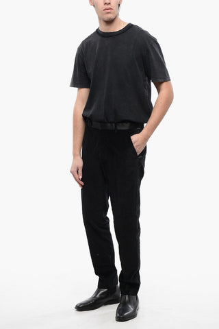 Pantaloni LYRA Skinny Fit in Velour con Rifiniture in Raso