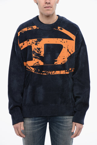 RED TAG Velour Crewneck Sweater K-TRIA with Front Monogram