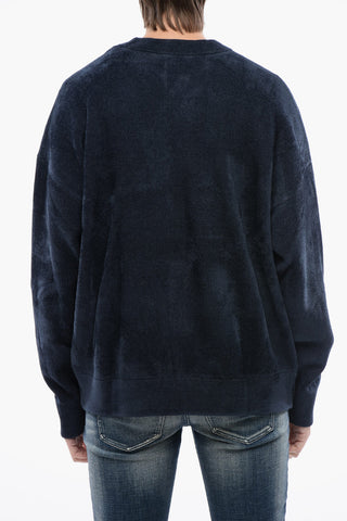RED TAG Velour Crewneck Sweater K-TRIA with Front Monogram