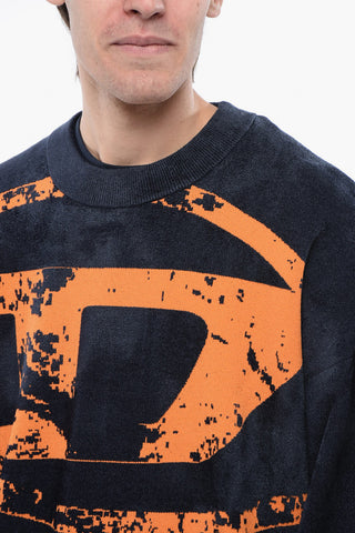 RED TAG Velour Crewneck Sweater K-TRIA with Front Monogram