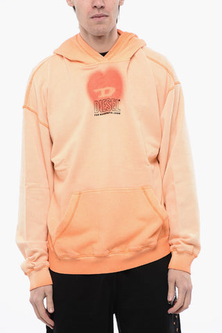 RED TAG UNISEX Felpa Hoodie S-BOXT-HOOD-N10 in Cotone Garzato con Dettaglio D-Heart