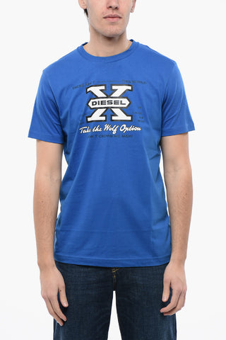 Cotton Crew-neck T-DIEGOR-K48 T-shirt with Frontal Print